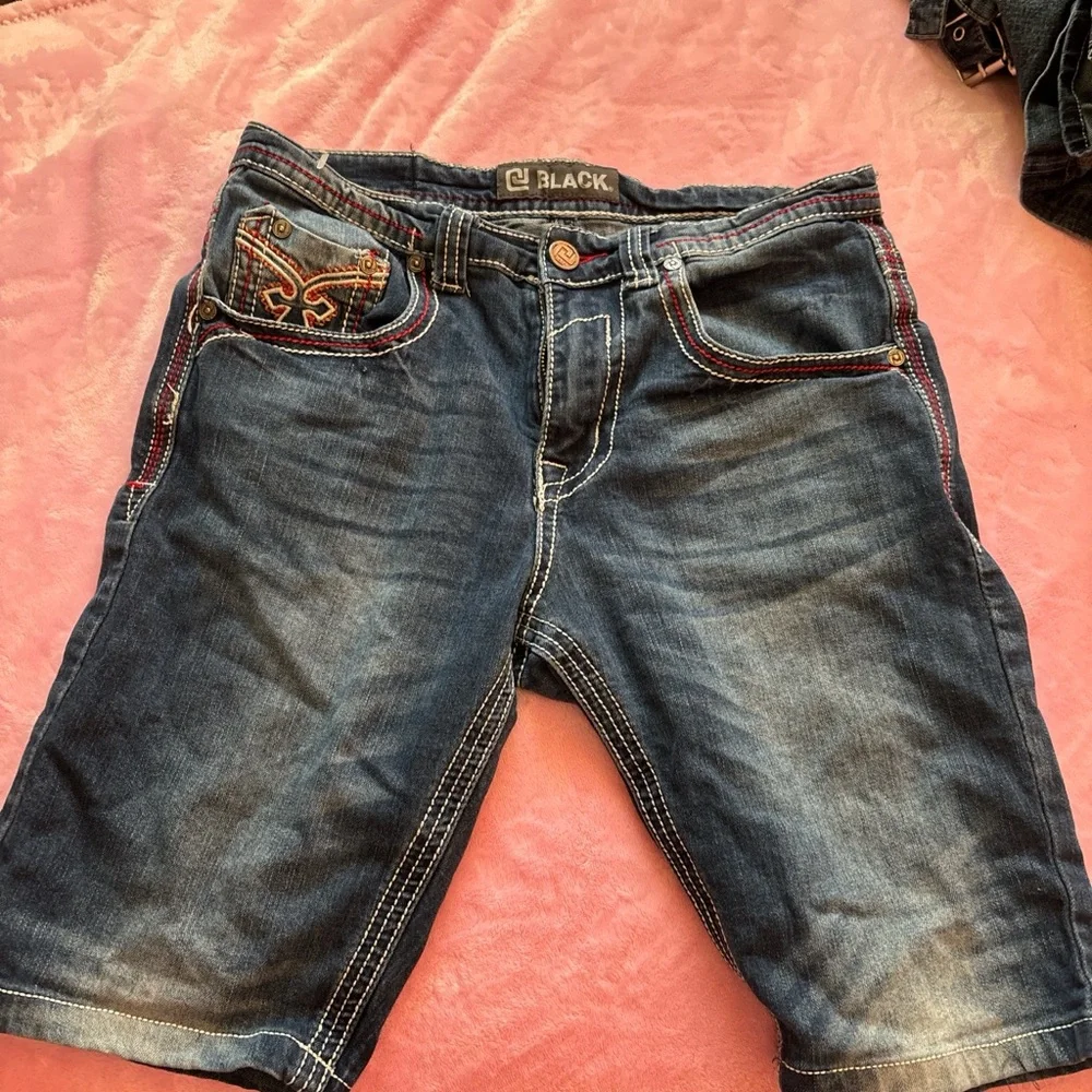 Y2k Blue Denim Men Shorts - Picture 2 of 2